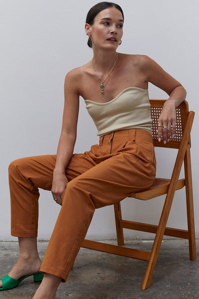 Marcello Linen Tapered Pants Clay
