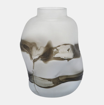 Glass Dented Vase Gray