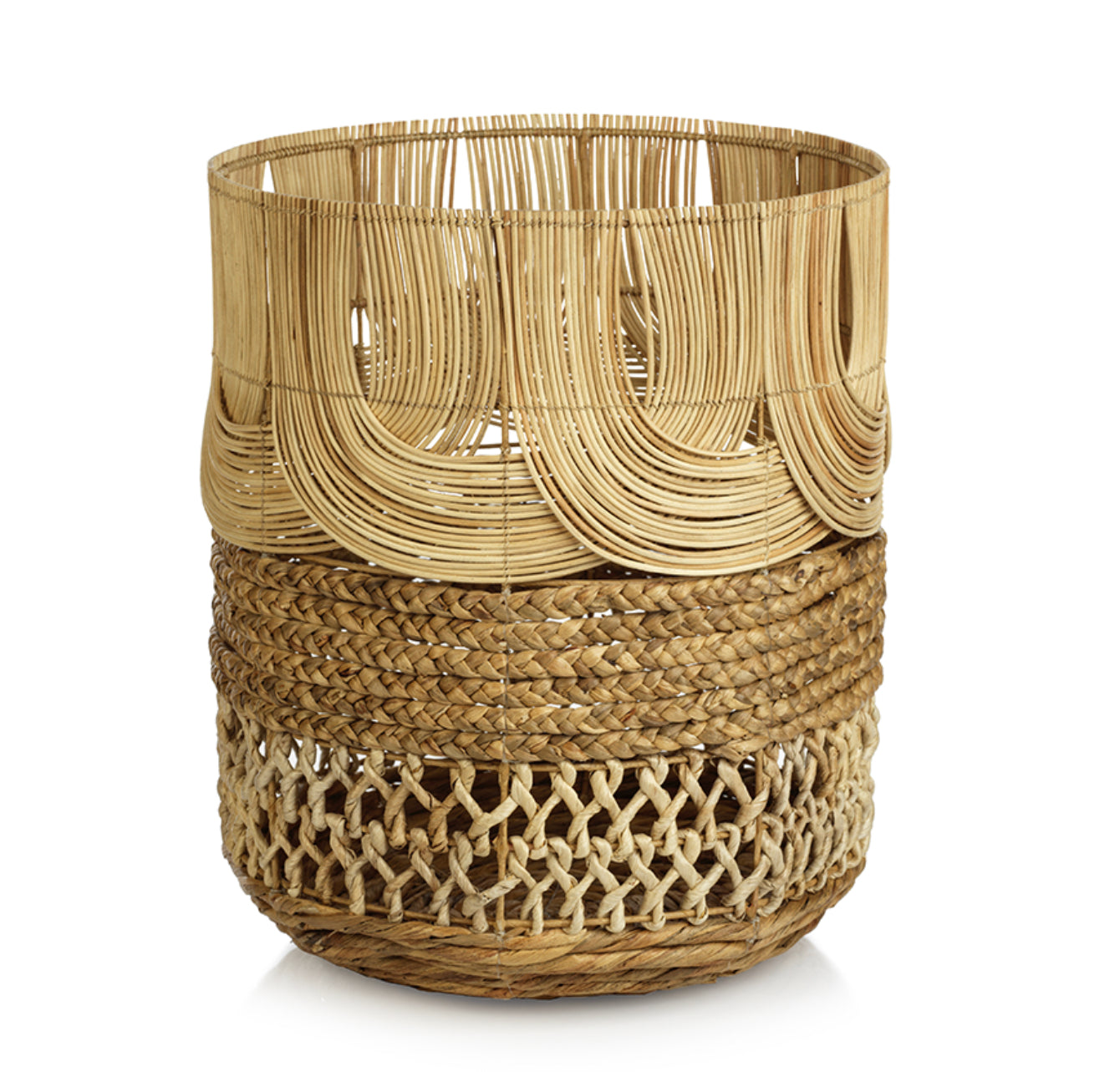 Malacca Multi Weave Rattan & Water Hyacinth Basket