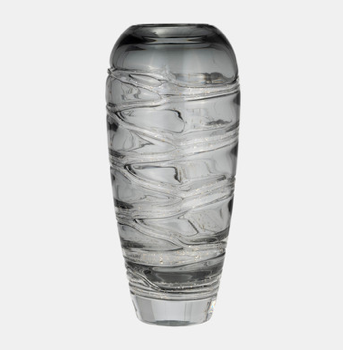 Glass Veined Vase Smoke