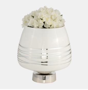 Glass Vase W Silver Base