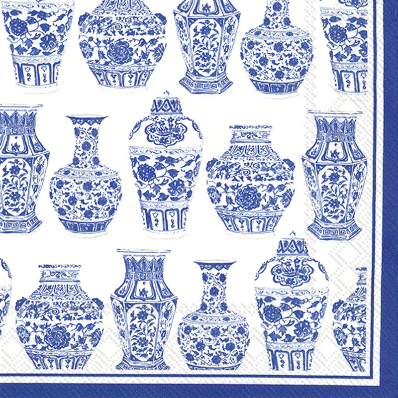 Napkins Cocktail Blue And White Urns Rosanne Beck