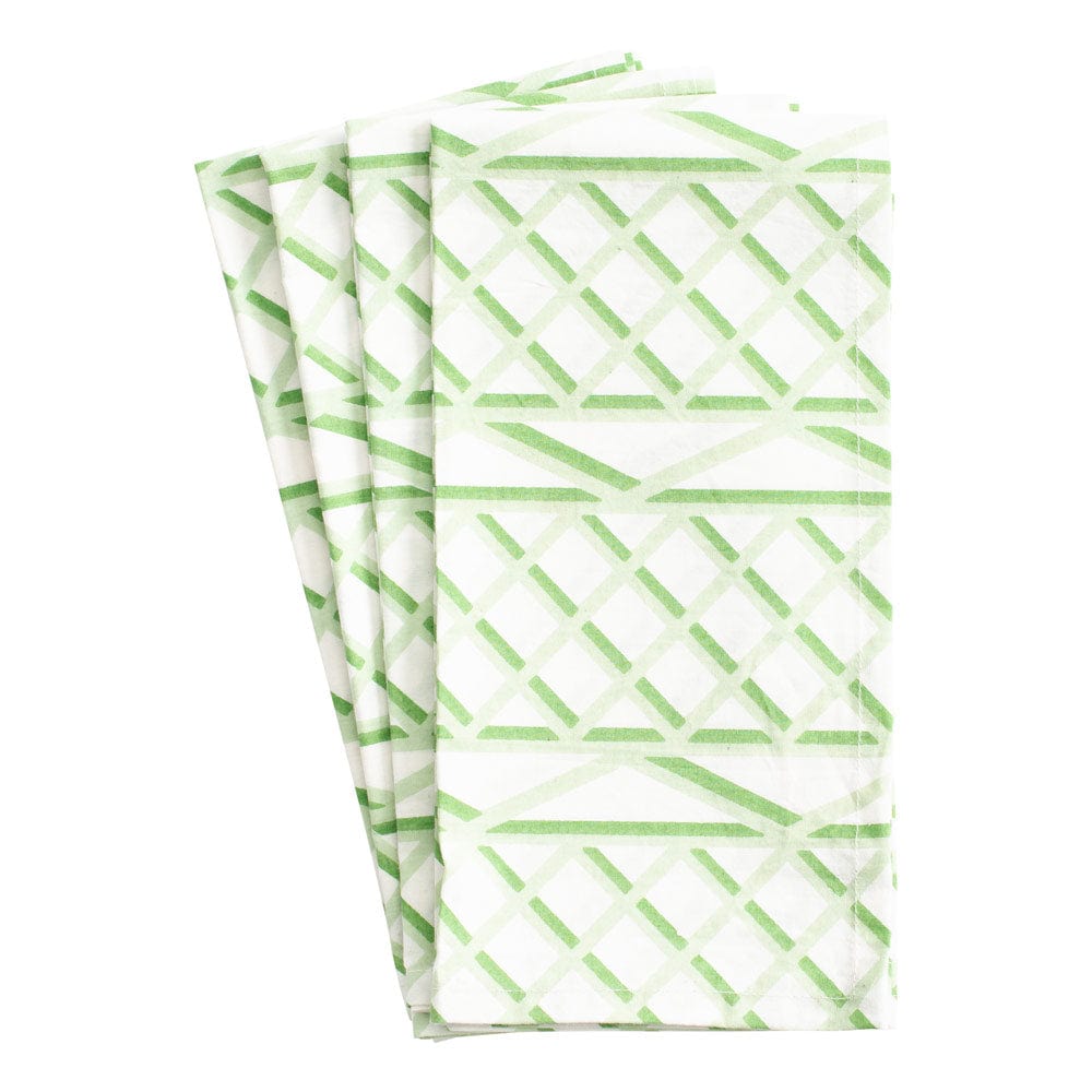 Cotton Napkin - Trellis Green/White