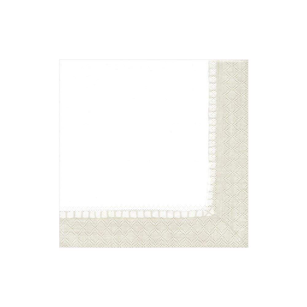 Linen Border Paper Cocktail Napkins in Natural
