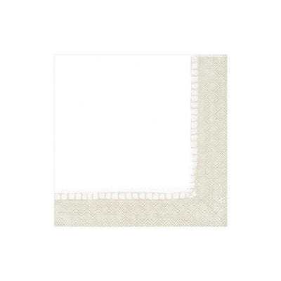 Linen Border Paper Cocktail Napkins in Natural