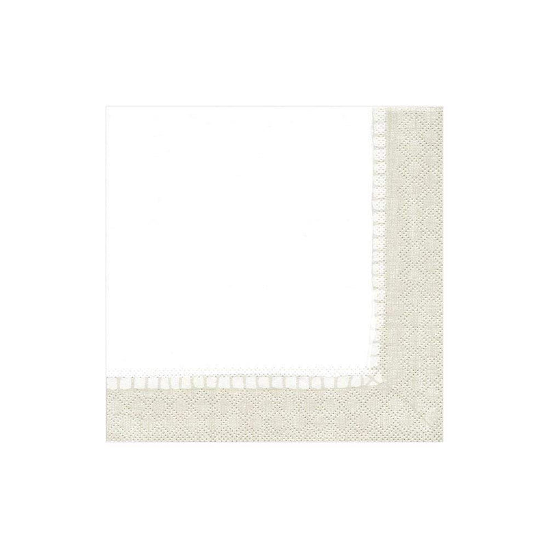 Linen Border Paper Cocktail Napkins in Natural