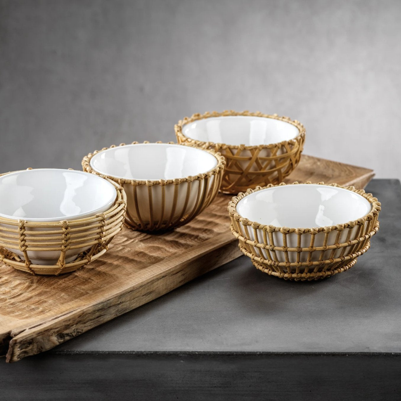 Wicker Bamboo Condiment Bowl