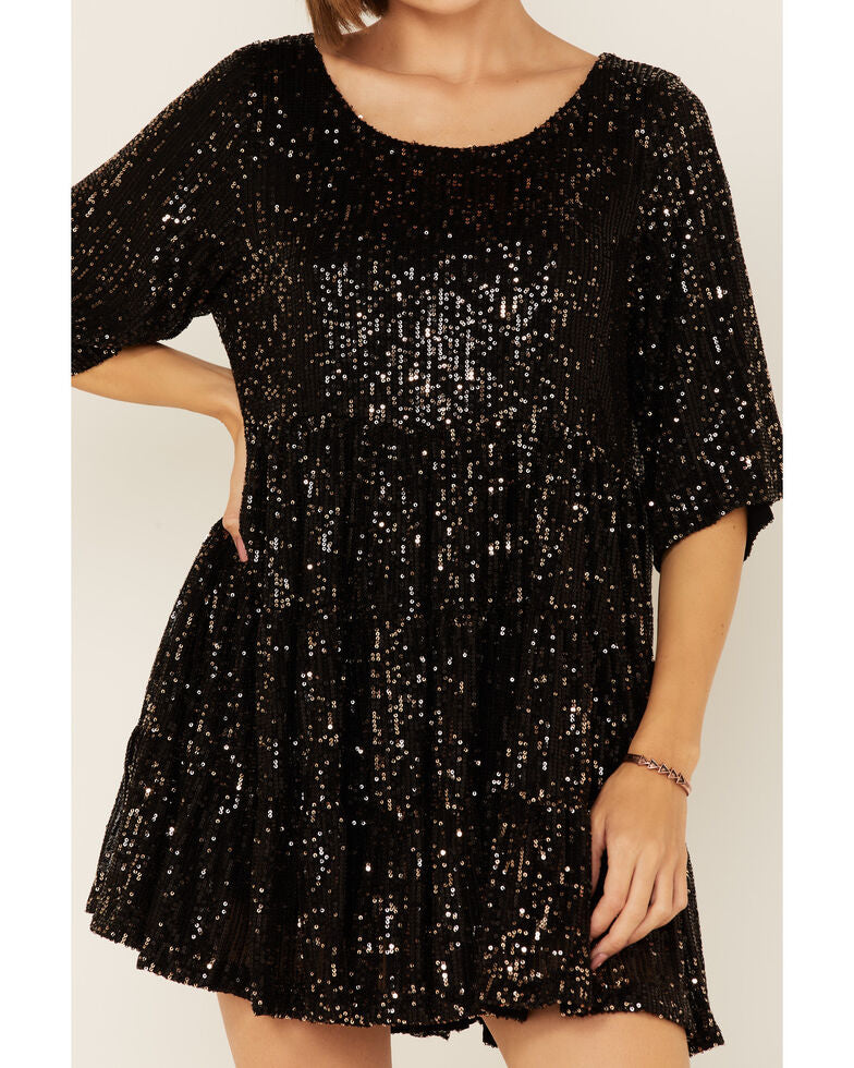 Sequins Baby Doll Dress