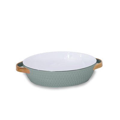 Sage Oval Baker with Gold Handle