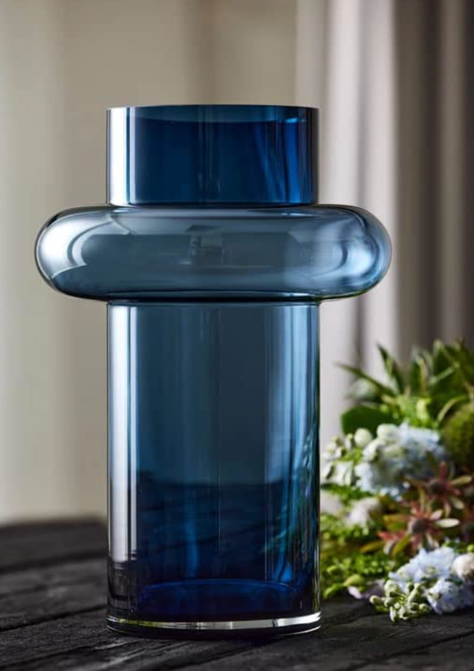 Vase Tube Dark Blue Glass