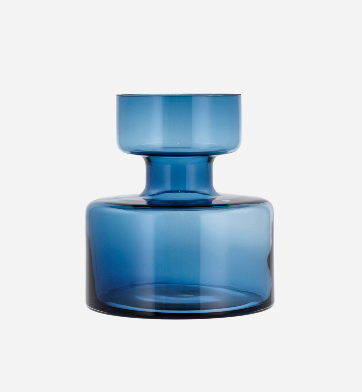 Vase Tubular Blue Glass
