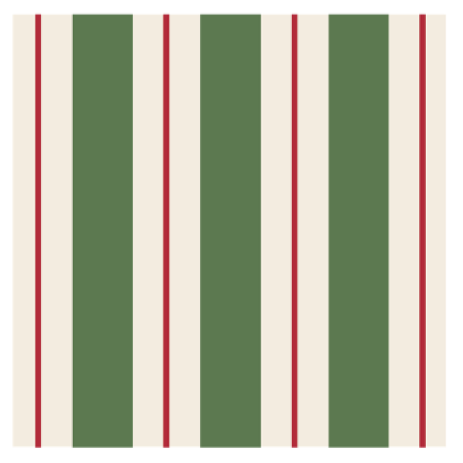 Green & Red Awning Stripe Cocktail Napkin