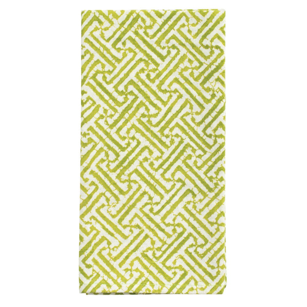 Cotton Napkin - Fretwork Green/White