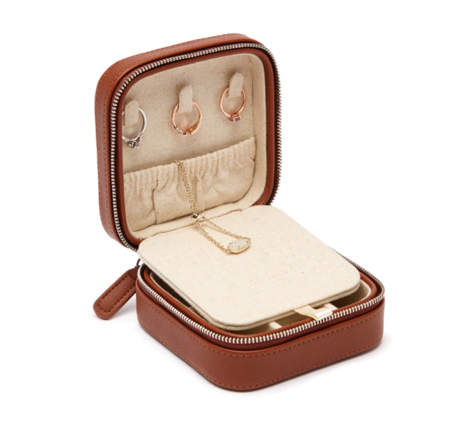 Small Travel Jewelry Case Brown