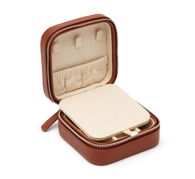 Small Travel Jewelry Case Brown