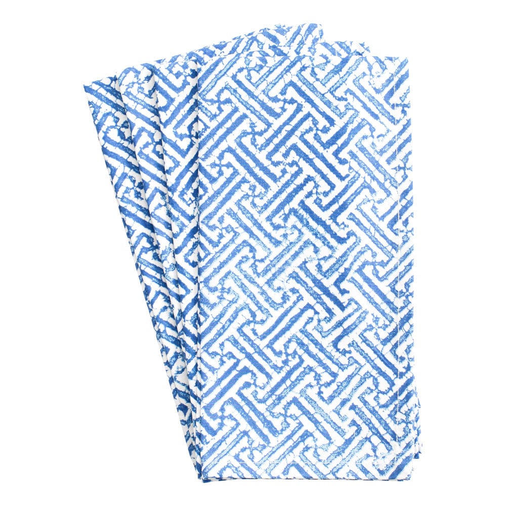 Cotton Napkin - Fretwork Blue/White