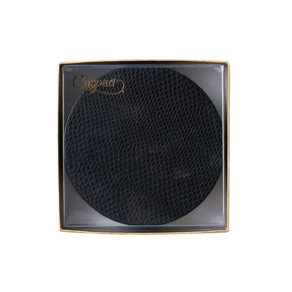 Coaster Round 8-in Felt Black Snakeskin