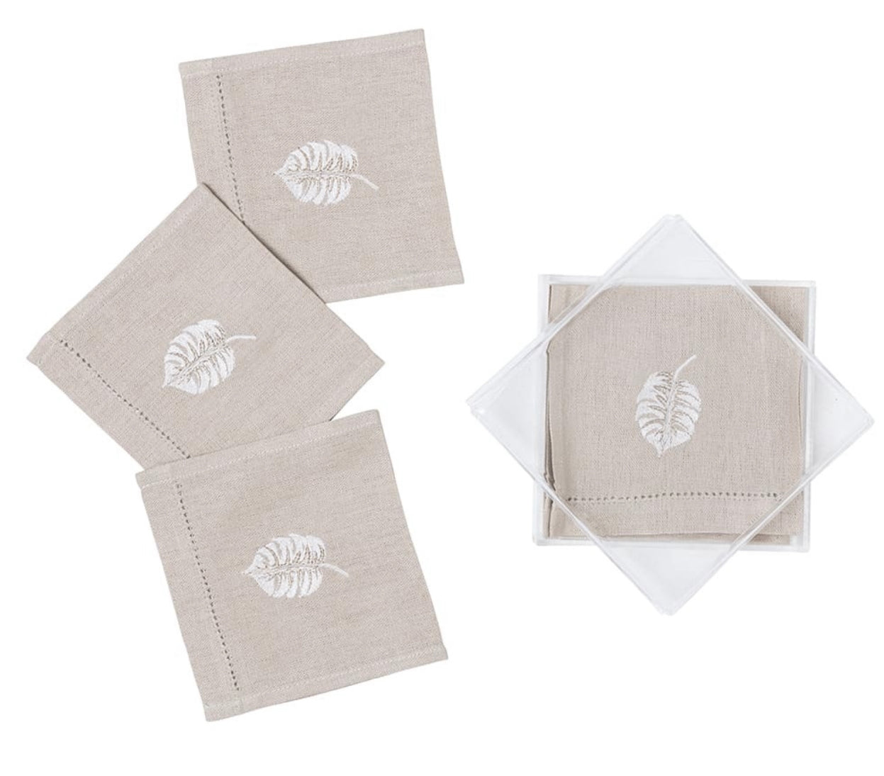 Cocktail Napkin Beige Monstera Leaf