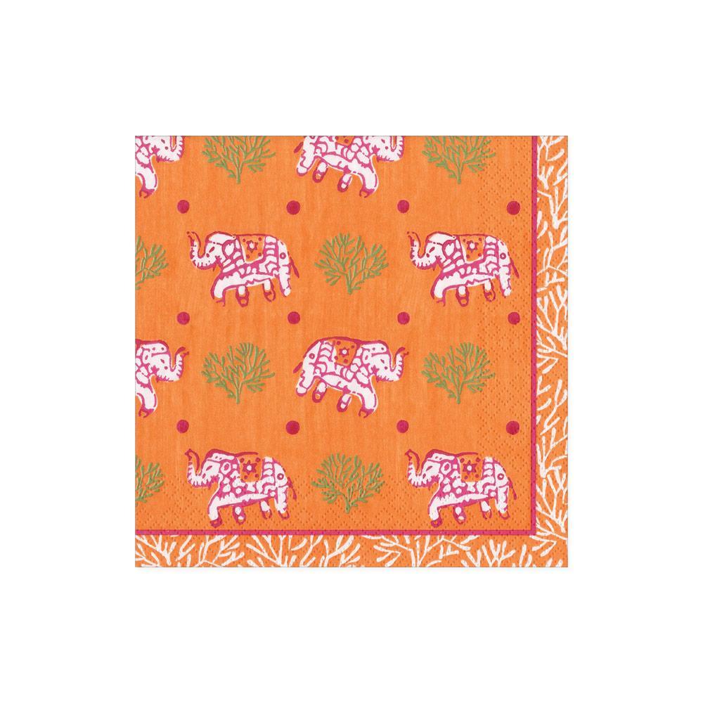 Napkin Cocktail Batik Elephants Orange