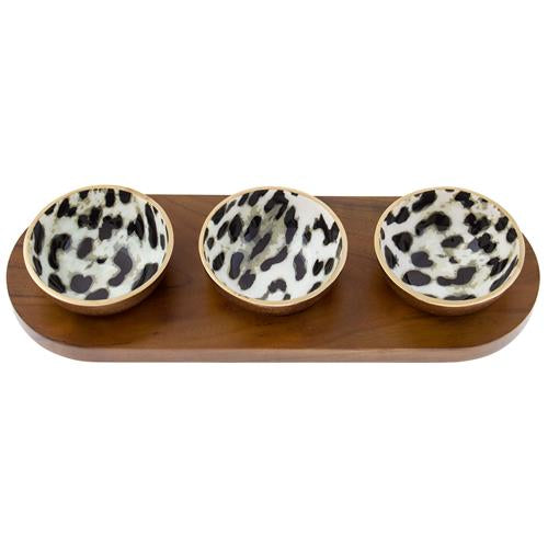 Set of 3 Enamel Dipping Dowls Leopard
