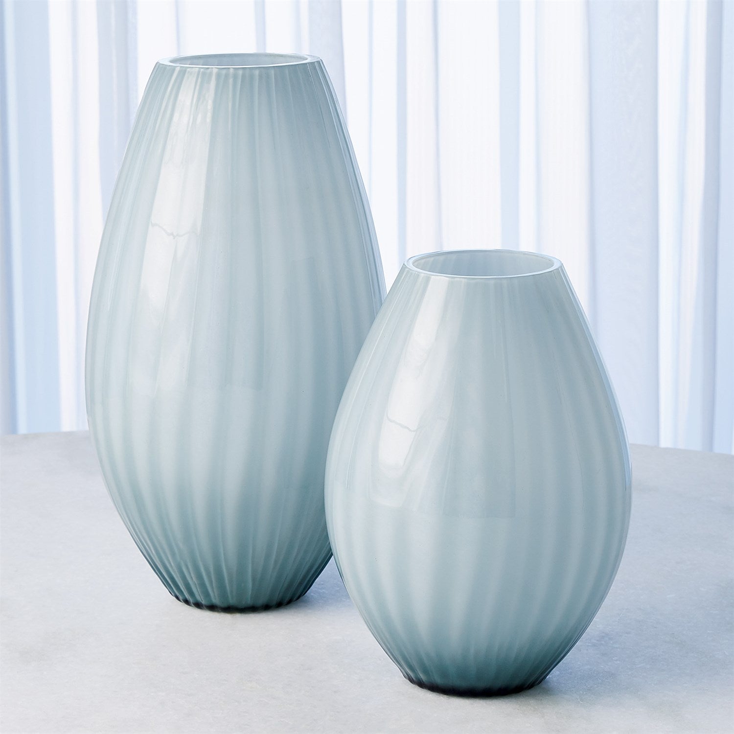 Cased Glass Striped Vase Blue