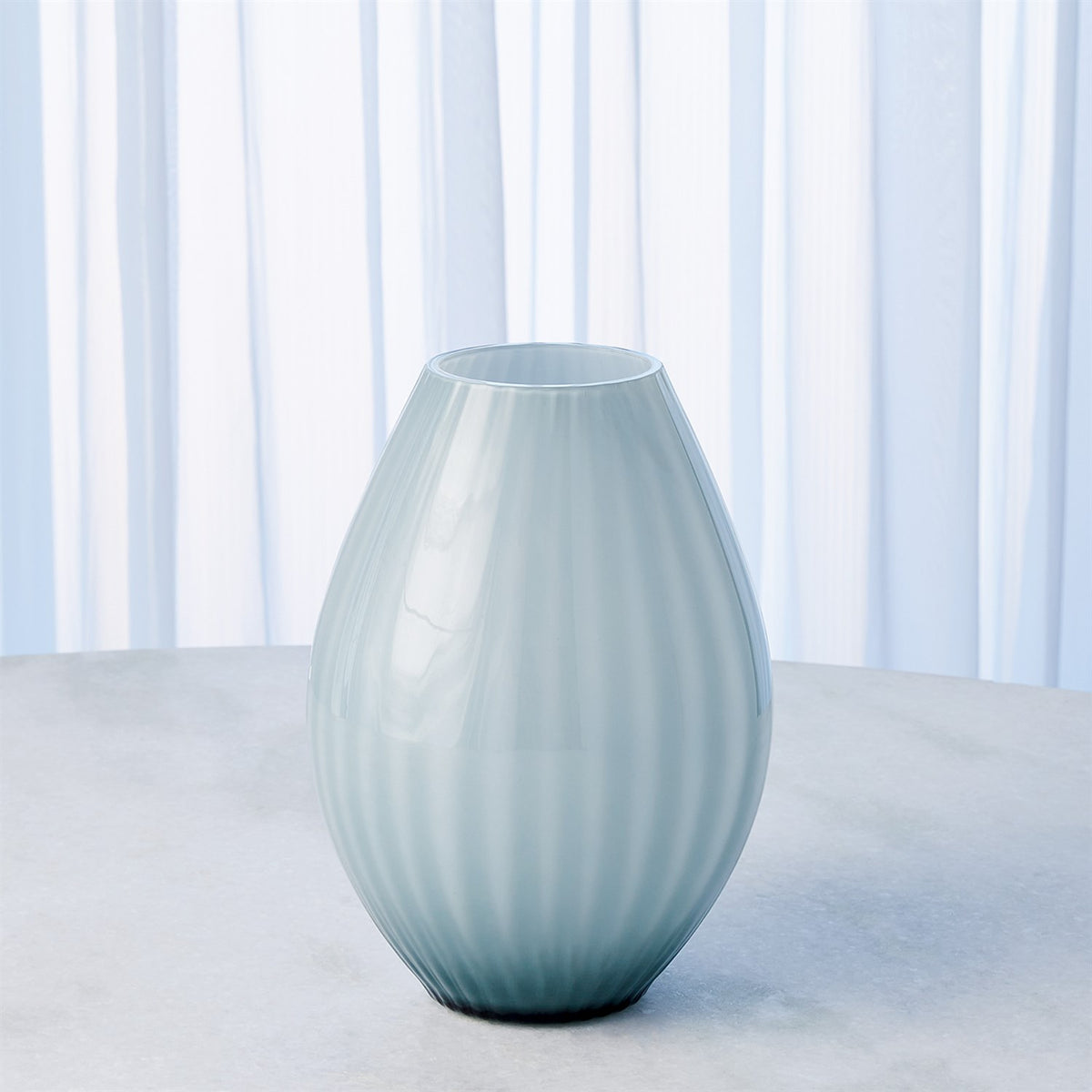 Cased Glass Striped Vase Blue
