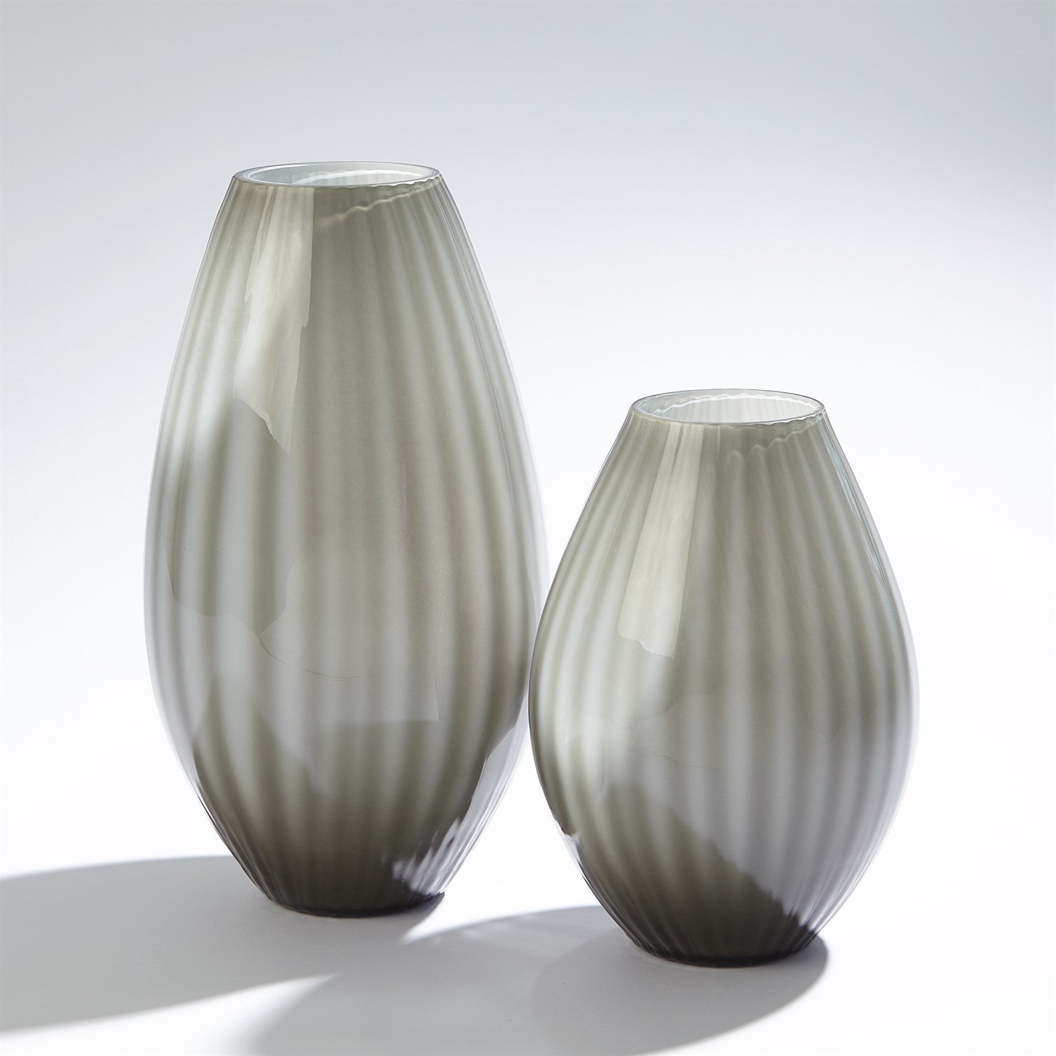 Cased Glass Striped Vase Grey