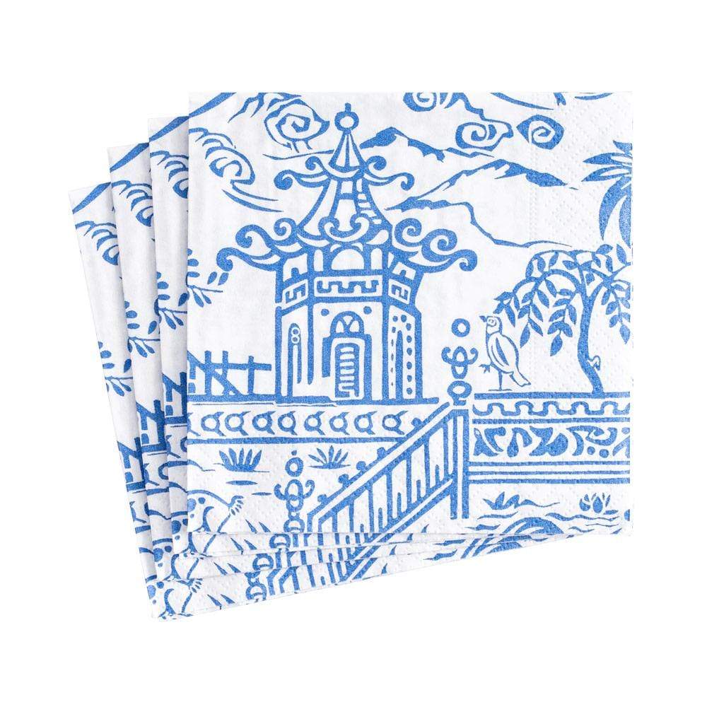 NAPKIN COCKTAIL PAGODA TOILE BLUE