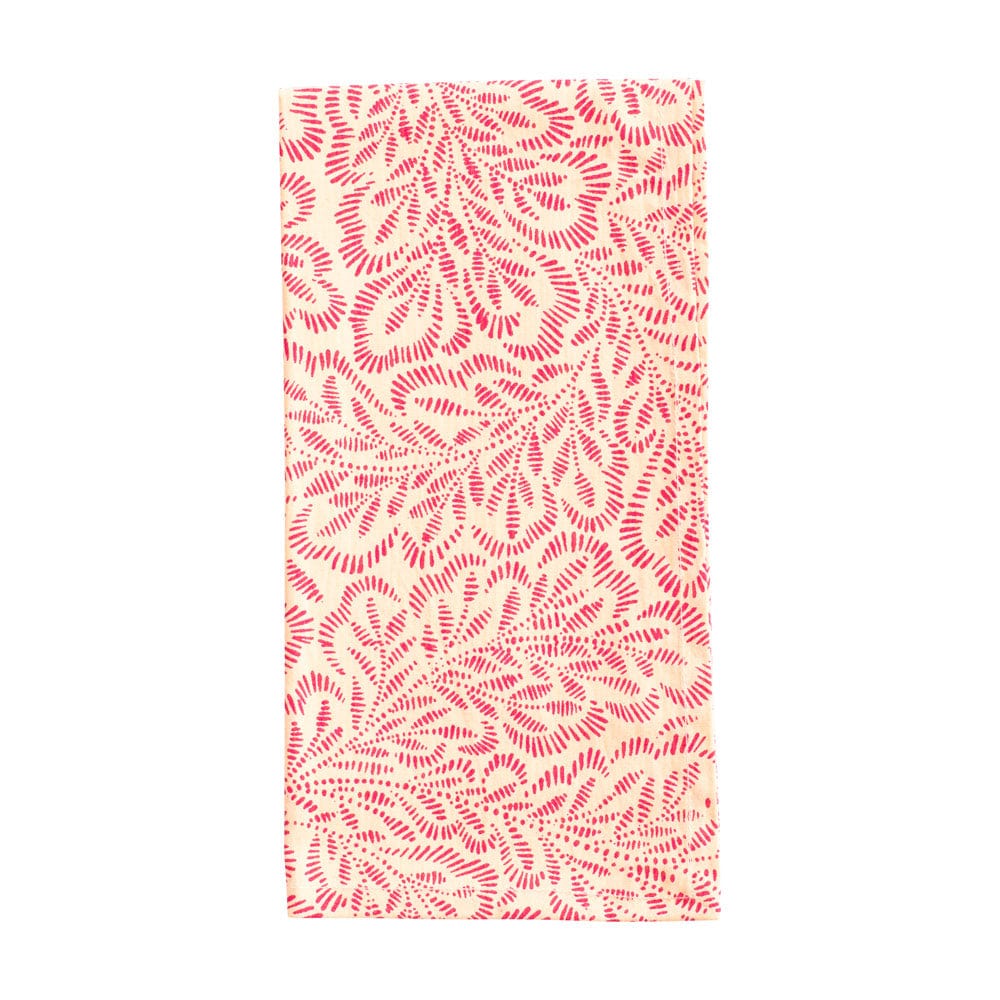 Cotton Napkin - Block Print Leaves Coral