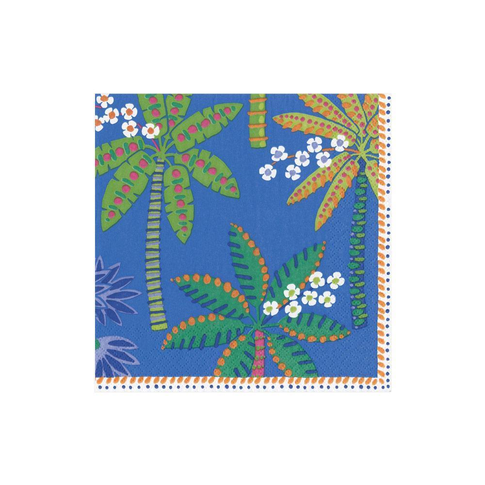 NAPKIN COCKTAIL PARADISE PALMS BLUE