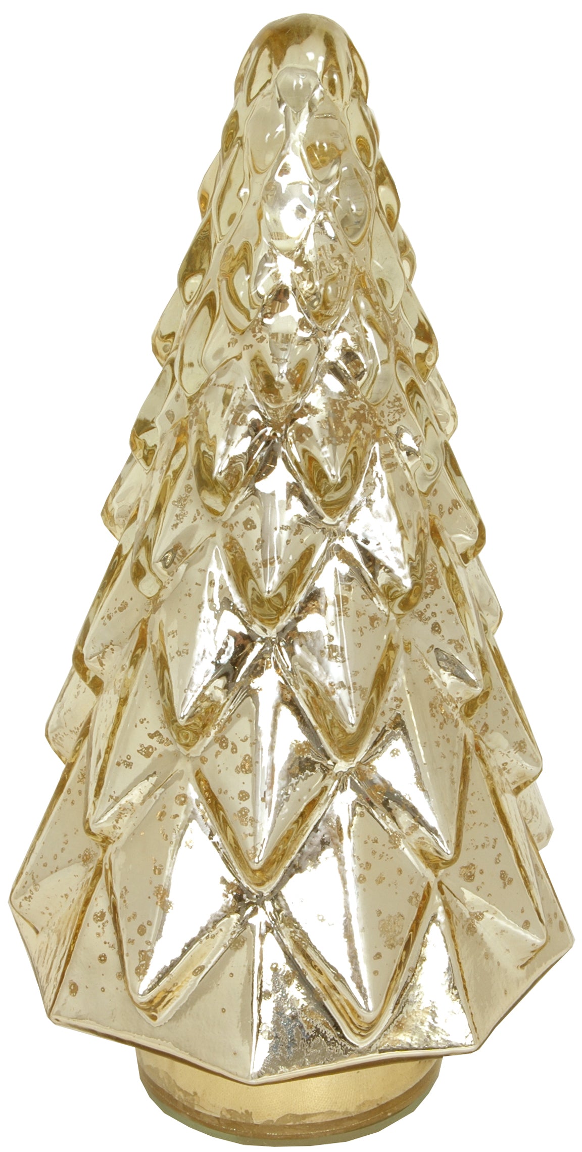 Xmas Tree Faceted 5W X 12H Mercury Gold