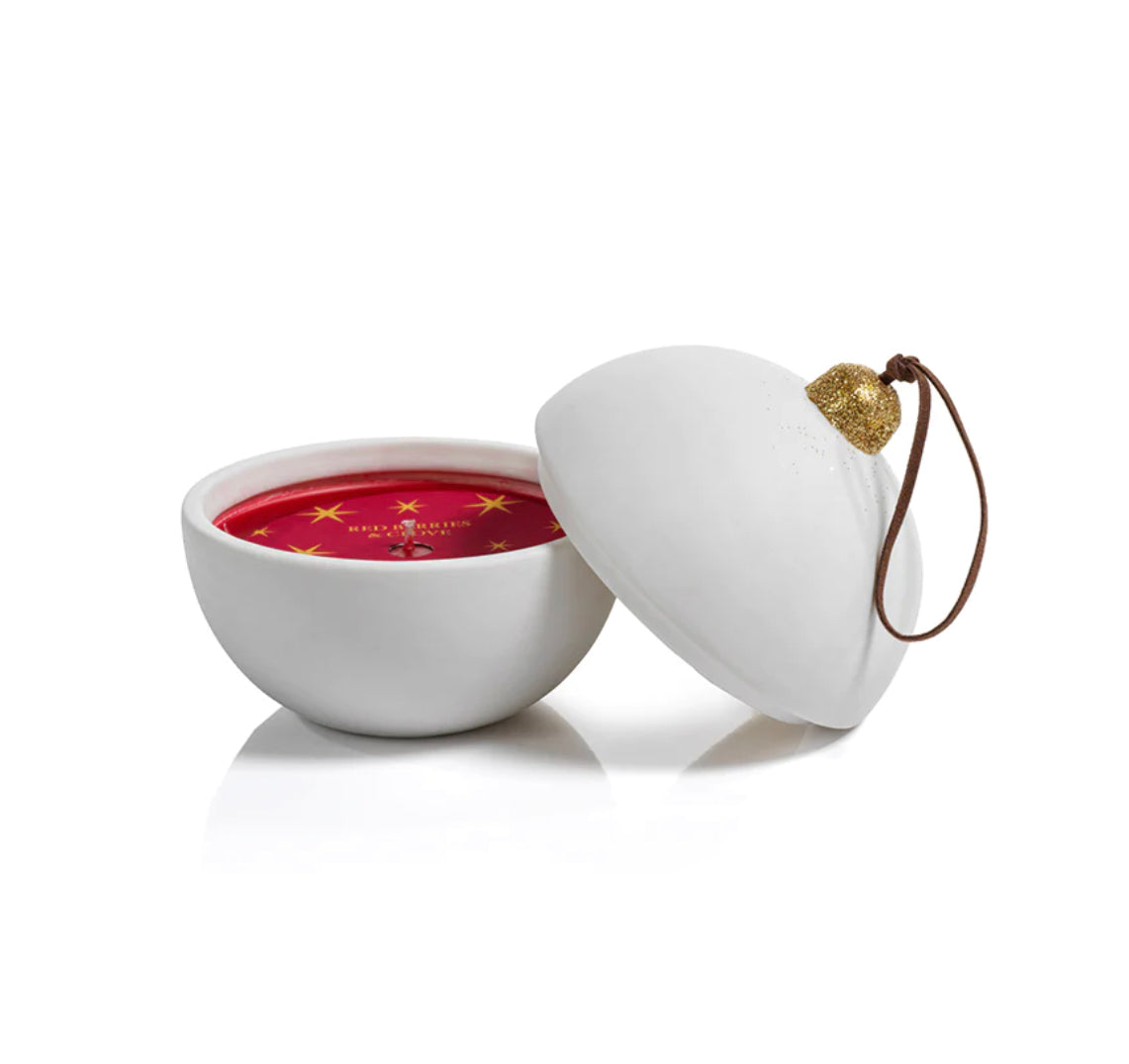 Porcelain Ornamet  Candle Red Berries Clove