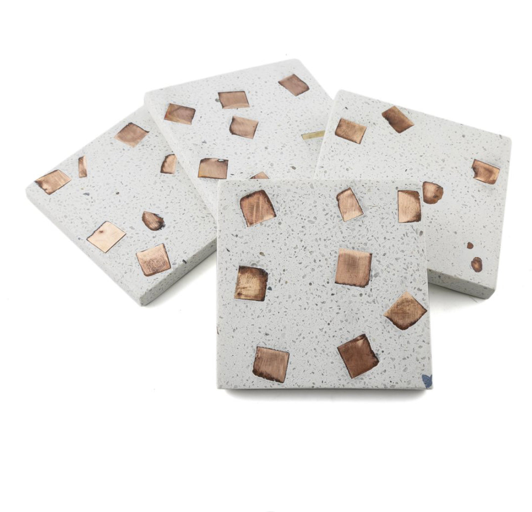 Terrazo Coasters Copper Inlay