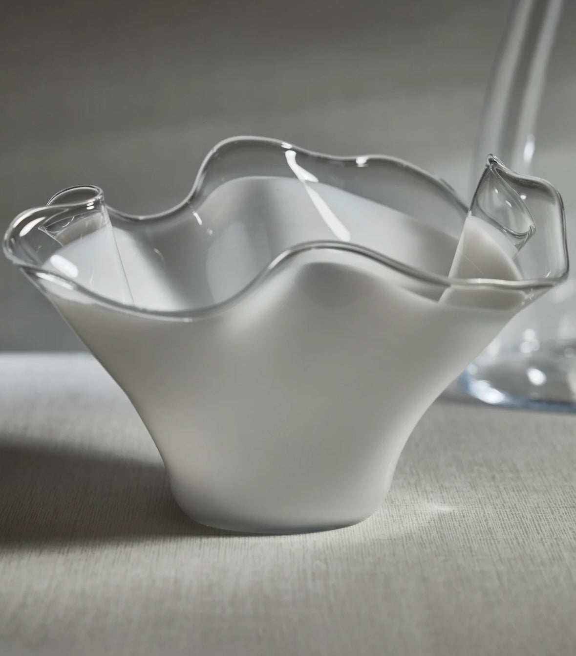 Tropezana Tall Wave Glass Bowl White
