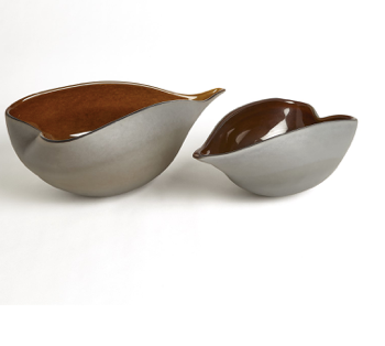 Frosted Grey Bowl w/ Amber Casing