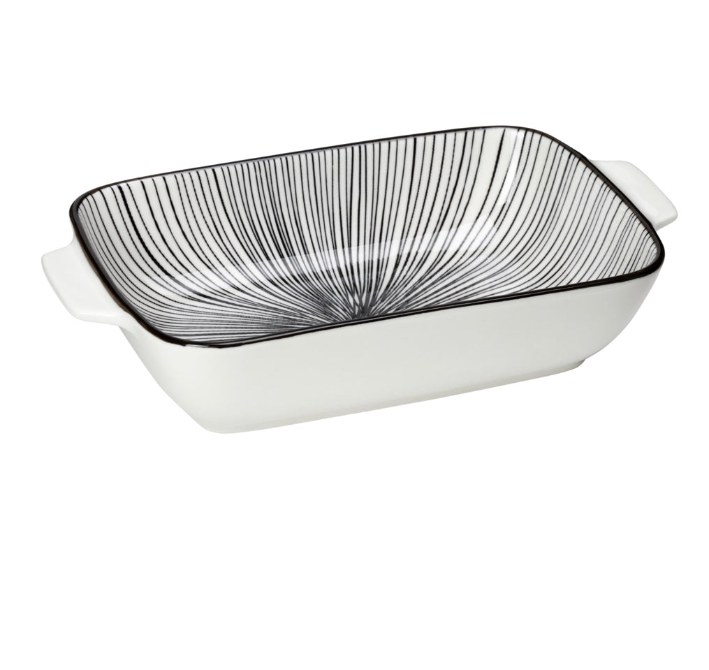 Kiri Porcelain Rectangle Serving Dish Black Line