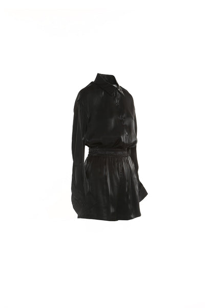 Glossy Satin Shirt & Shorts Set