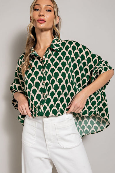 Down Blouse Top Kelly Green