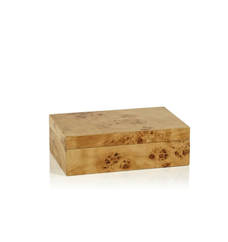Leiden Burl Wood Design Box 7.75X5.5X2.5, Min
