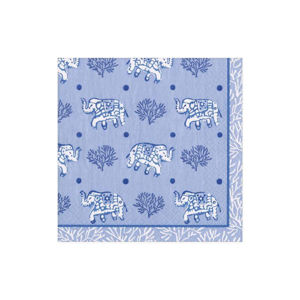 Napkin Cocktail Batik Elephants Blue