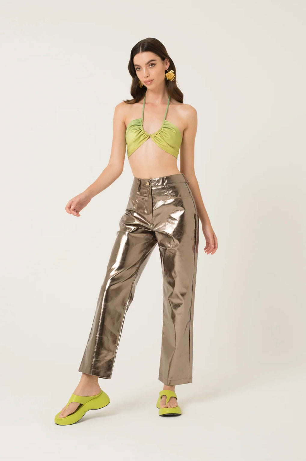 Metallic Charcoal Pants