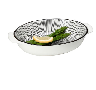 Kiri Porcelain Oval Serving Dish Black