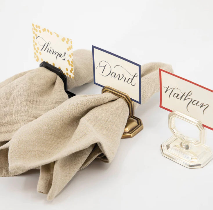 Napkin Ring with Place Card Holder - Brass