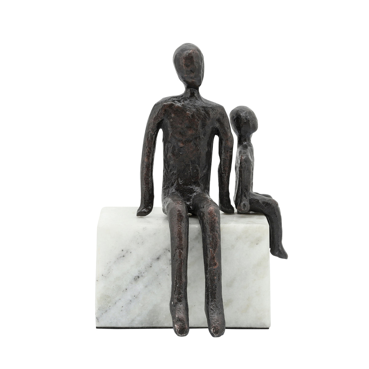 Metal Dad & Son Sitting Sculpture