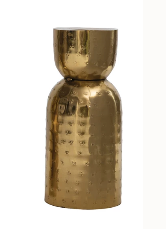 Hammered Metal Taper Holders Antique Gold Finish L