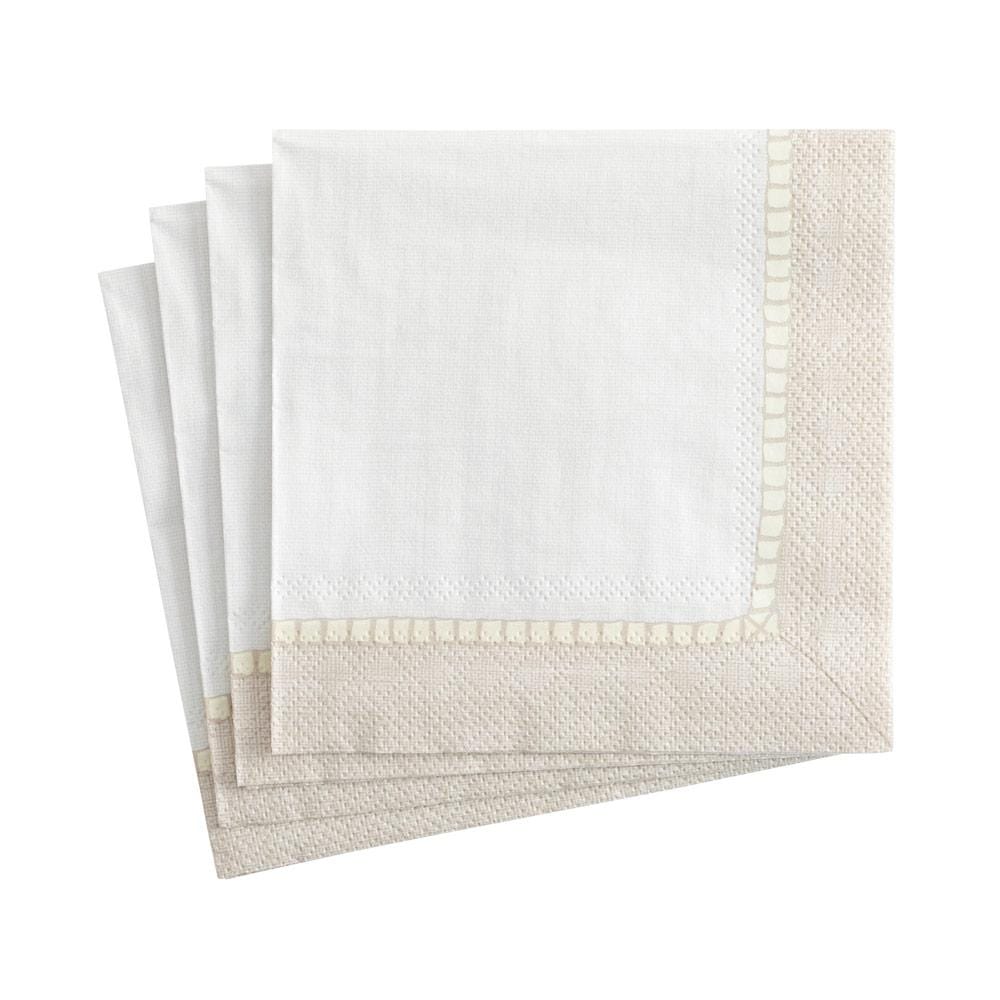 Linen Border Paper Cocktail Napkins in Natural