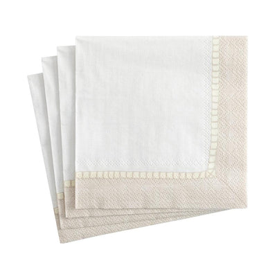 Linen Border Paper Cocktail Napkins in Natural
