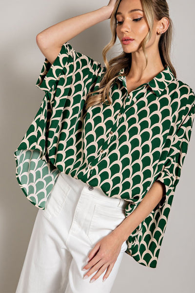 Down Blouse Top Kelly Green