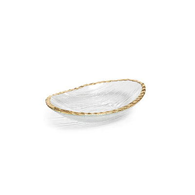 Clear Textured Bowl With Jagged Gold Rim-Small