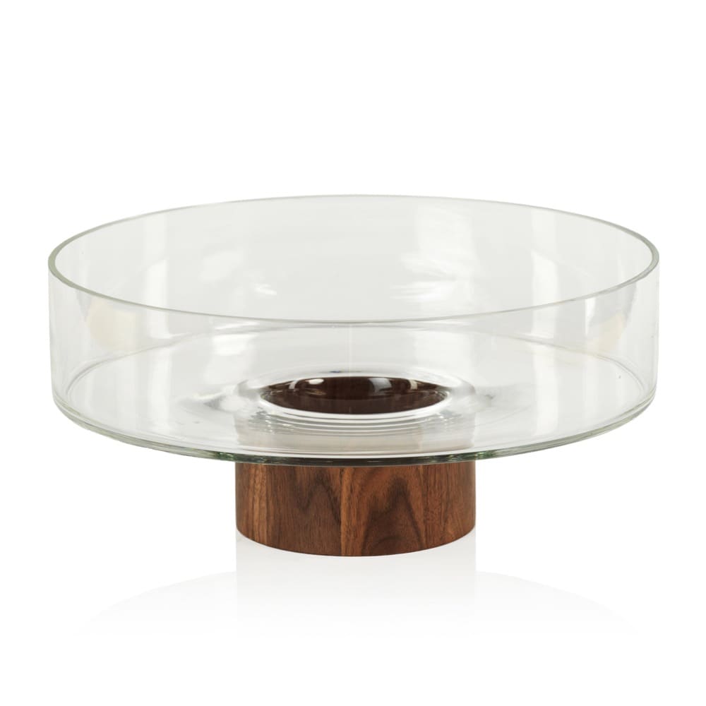 West Indies Glass Bowl on Walnut Wood base